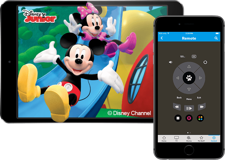 mickey mouse and mini sliding down slide on iPad