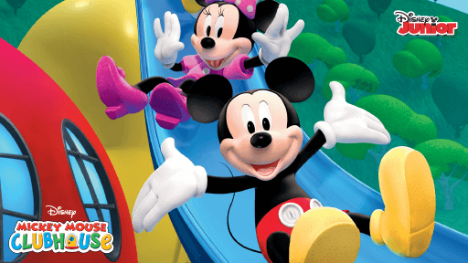 mickey mouse club house - mickey and mini sliding down a slide